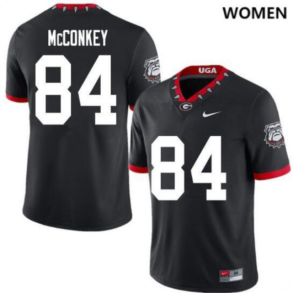 Women's #84 Ladd McConkey Georgia Bulldogs For 100th Anniversary College Football Jersey - Black